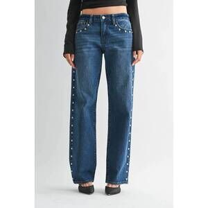 NEW JBD. low rise studded baggy jean in dark denim